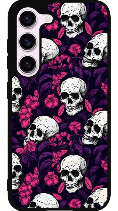 Coque Samsung Galaxy S23 - Silicone rigide noir Halloween 2024 romantic skulls