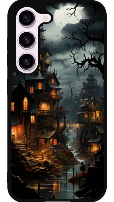 Coque Samsung Galaxy S23 - Silicone rigide noir Halloween 2024 scary town