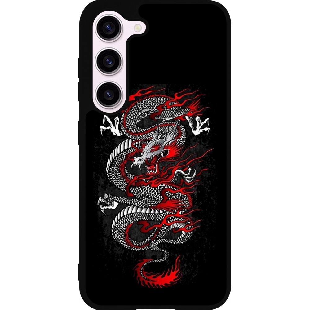 Samsung Galaxy S23 Case Hülle - Silikon schwarz Japanese style Dragon Tattoo Red Black