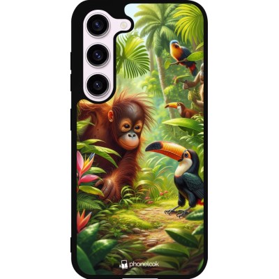 Coque Samsung Galaxy S23 - Silicone rigide noir Jungle Tropicale Tayrona