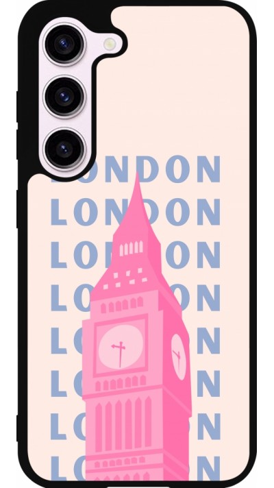 Coque Samsung Galaxy S23 - Silicone rigide noir London Pink Print