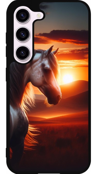 Coque Samsung Galaxy S23 - Silicone rigide noir Majestic Sunset Horse