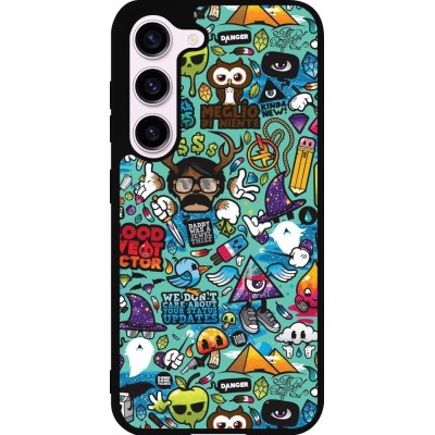 Coque Samsung Galaxy S23 - Silicone rigide noir Mixed Cartoons Turquoise