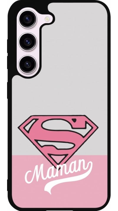 Coque Samsung Galaxy S23 - Silicone rigide noir Mom 2024 Super hero maman