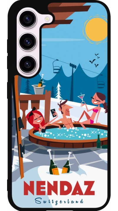 Coque Samsung Galaxy S23 - Silicone rigide noir Nendaz Mountain Jacuzzi