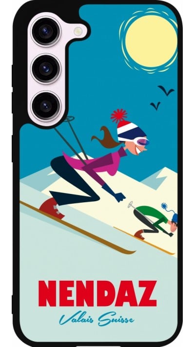 Coque Samsung Galaxy S23 - Silicone rigide noir Nendaz Ski Downhill