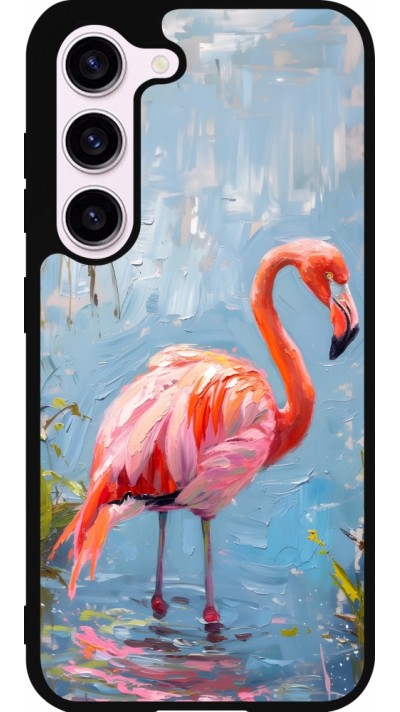 Coque Samsung Galaxy S23 - Silicone rigide noir Paint Flamingo