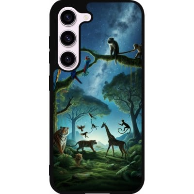 Coque Samsung Galaxy S23 - Silicone rigide noir Paradis des animaux exotiques