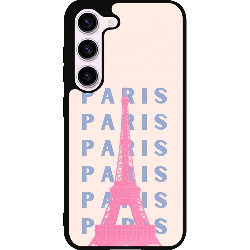 Coque Samsung Galaxy S23 - Silicone rigide noir Paris Pink Print