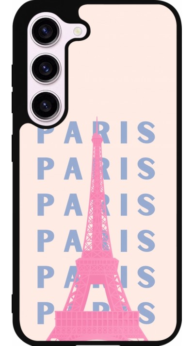 Coque Samsung Galaxy S23 - Silicone rigide noir Paris Pink Print