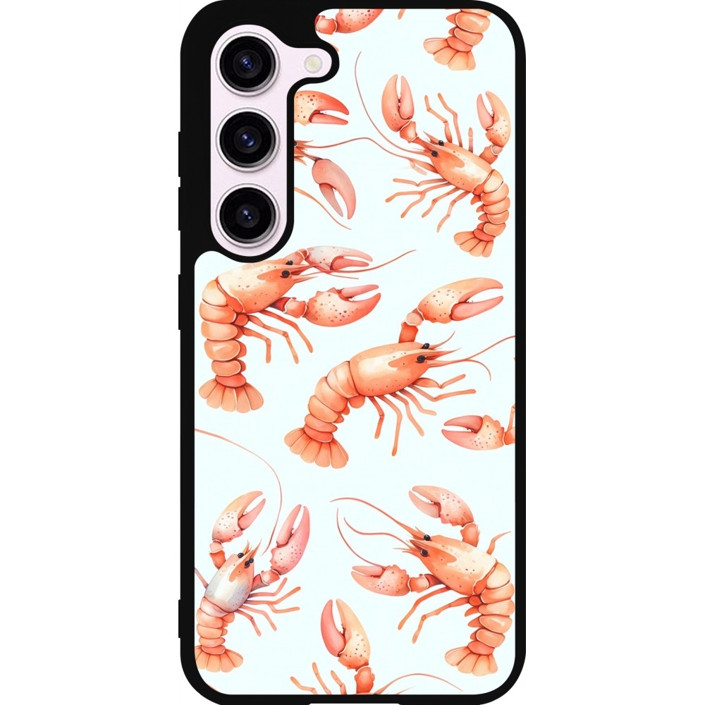 Coque Samsung Galaxy S23 - Silicone rigide noir Pattern de homards pastels