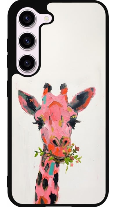 Coque Samsung Galaxy S23 - Silicone rigide noir Pink Girafe Paint