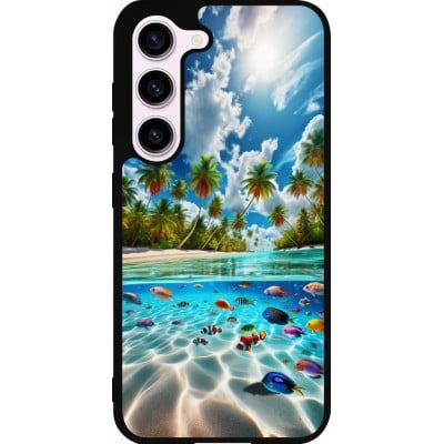 Coque Samsung Galaxy S23 - Silicone rigide noir Plage Paradis