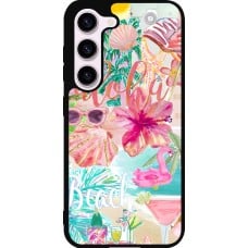 Coque Samsung Galaxy S23 - Silicone rigide noir Preppy Collage Aloha