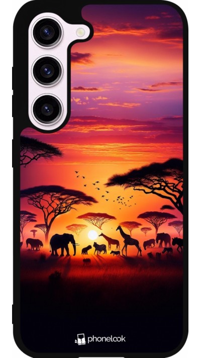 Coque Samsung Galaxy S23 - Silicone rigide noir Safari sunset wildlife