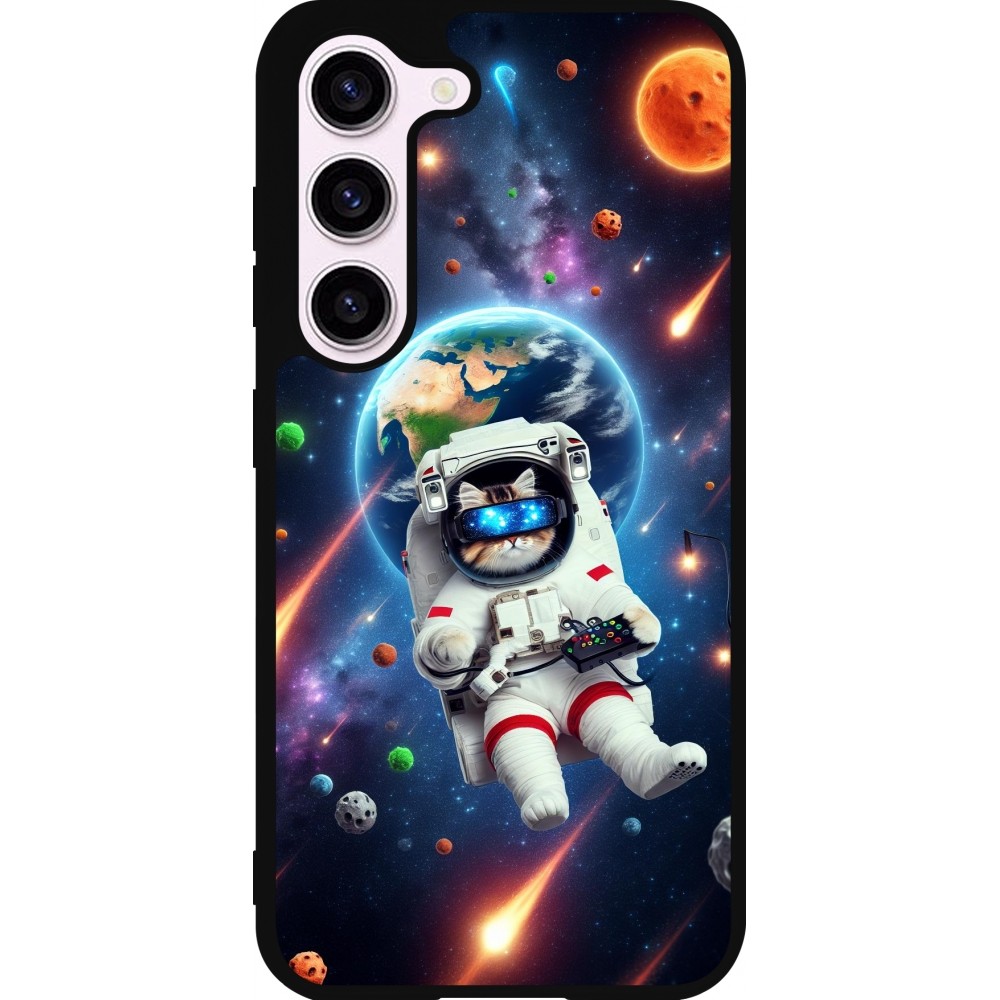 Coque Samsung Galaxy S23 - Silicone rigide noir VR SpaceCat Odyssey