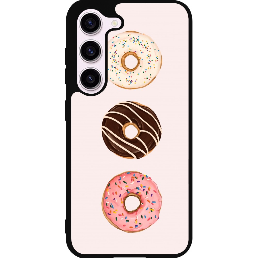 Coque Samsung Galaxy S23 - Silicone rigide noir Spring 23 donuts