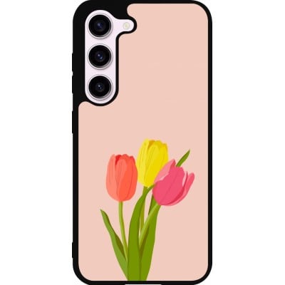 Coque Samsung Galaxy S23 - Silicone rigide noir Spring 23 tulip trio