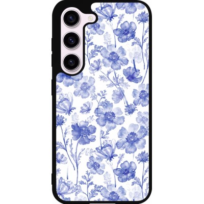 Coque Samsung Galaxy S23 - Silicone rigide noir Spring 23 watercolor blue flowers