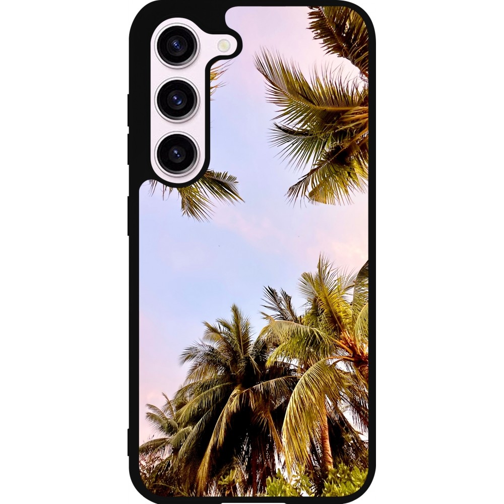 Coque Samsung Galaxy S23 - Silicone rigide noir Summer 2023 palm tree vibe