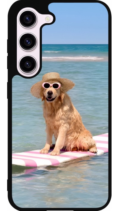 Coque Samsung Galaxy S23 - Silicone rigide noir Summer Dog on Paddle