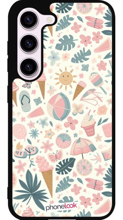 Coque Samsung Galaxy S23 - Silicone rigide noir Summer Pink Pattern