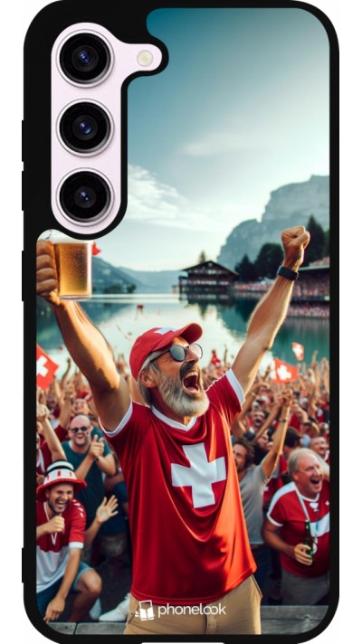 Coque Samsung Galaxy S23 - Silicone rigide noir Victoire suisse fan zone Euro 2024