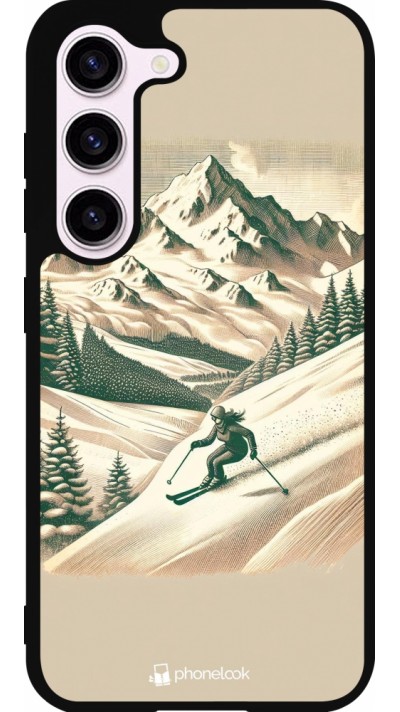 Coque Samsung Galaxy S23 - Silicone rigide noir Vintage Ski Mountain