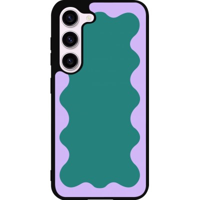 Coque Samsung Galaxy S23 - Silicone rigide noir Wavy Rectangle Green Purple