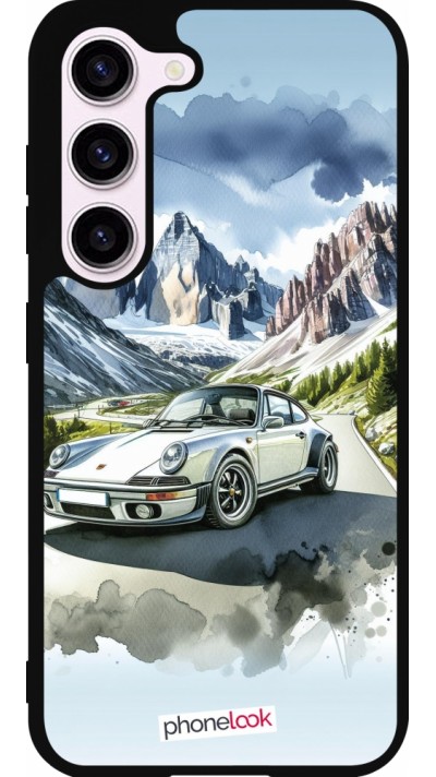 Coque Samsung Galaxy S23 FE - Silicone rigide noir Porsche 911 Mountain Watercolor