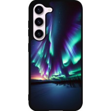 Coque Samsung Galaxy S23 FE - Silicone rigide noir Aurore Boréale Étincelante