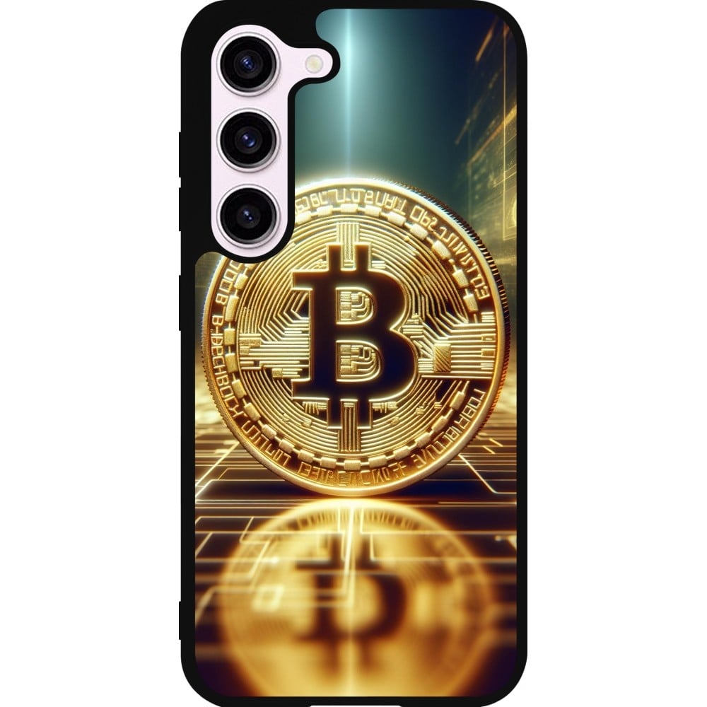 Coque Samsung Galaxy S23 FE - Silicone rigide noir Bitcoin Standing