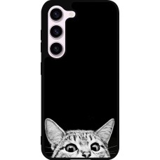 Coque Samsung Galaxy S23 FE - Silicone rigide noir Cat Looking Up Black