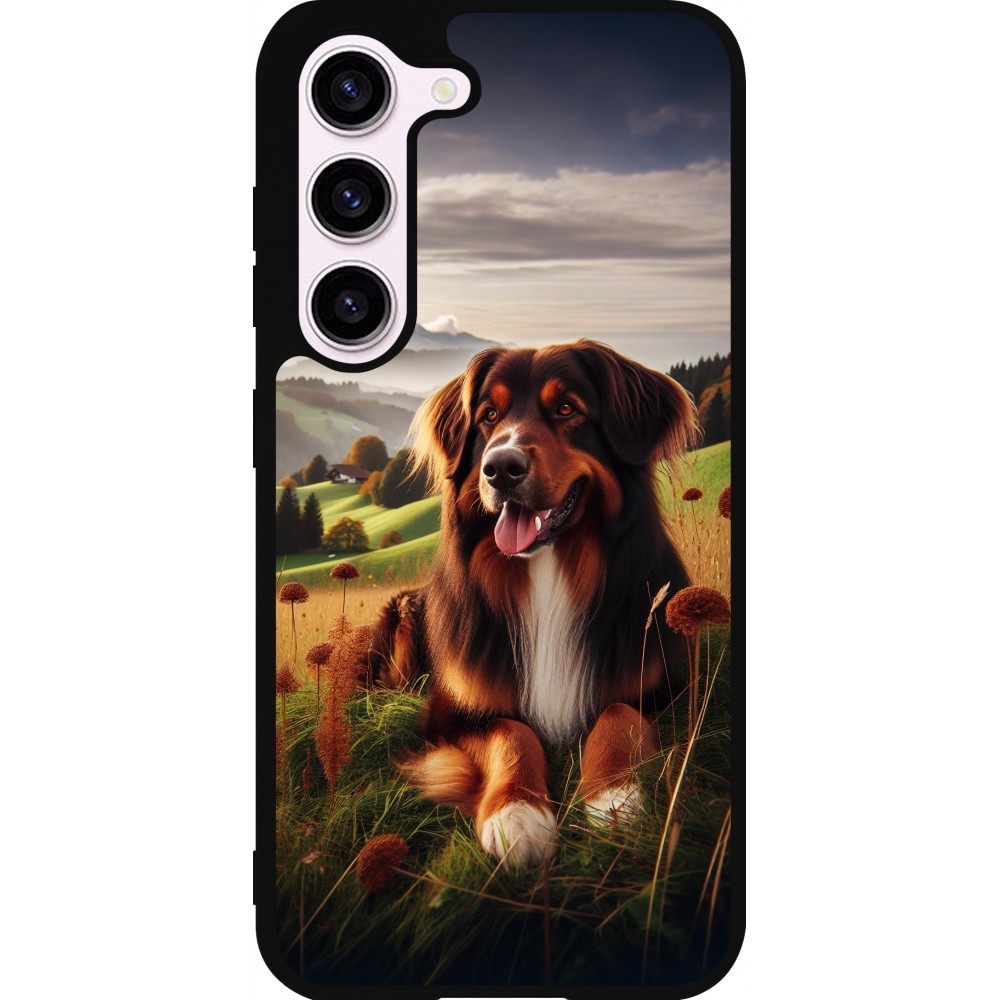 Coque Samsung Galaxy S23 FE - Silicone rigide noir Chien Campagne Suisse