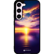 Coque Samsung Galaxy S23 FE - Silicone rigide noir Coucher soleil jaune violet