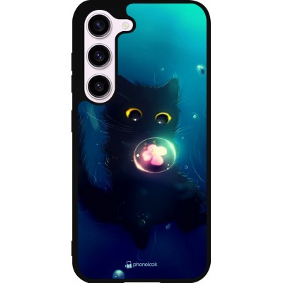 Coque Samsung Galaxy S23 FE - Silicone rigide noir Cute Cat Bubble