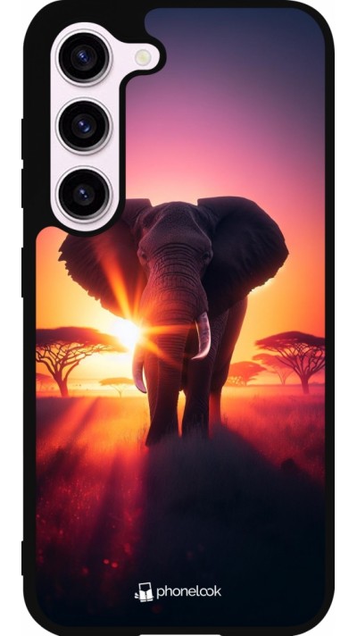 Coque Samsung Galaxy S23 FE - Silicone rigide noir Elephant Sunrise Beauty