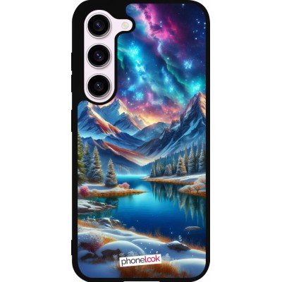 Coque Samsung Galaxy S23 FE - Silicone rigide noir Fantasy Mountain Lake Sky Stars