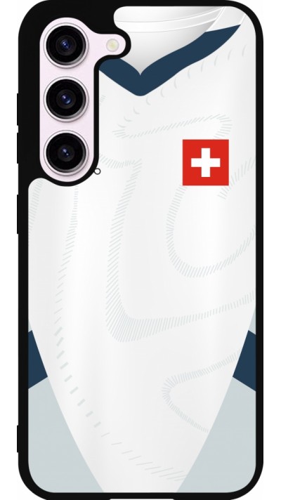 Coque Samsung Galaxy S23 FE - Silicone rigide noir Maillot de football Suisse Extérieur personnalisable