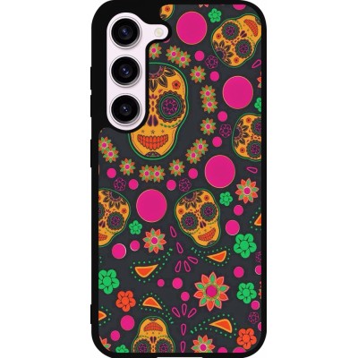 Coque Samsung Galaxy S23 FE - Silicone rigide noir Halloween 22 colorful mexican skulls