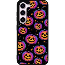 Coque Samsung Galaxy S23 FE - Silicone rigide noir Halloween 2024 rainbow pumpkins