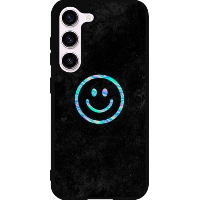 Coque Samsung Galaxy S23 FE - Silicone rigide noir Happy smiely irisé