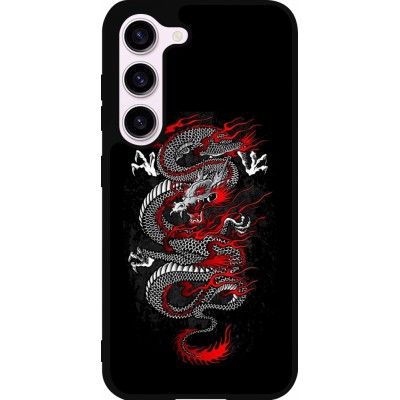 Coque Samsung Galaxy S23 FE - Silicone rigide noir Japanese style Dragon Tattoo Red Black