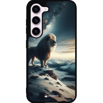 Coque Samsung Galaxy S23 FE - Silicone rigide noir Le lion blanc