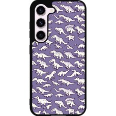 Coque Samsung Galaxy S23 FE - Silicone rigide noir Mini dino pattern violet