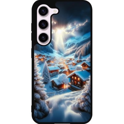 Coque Samsung Galaxy S23 FE - Silicone rigide noir Mont Neige Lumière