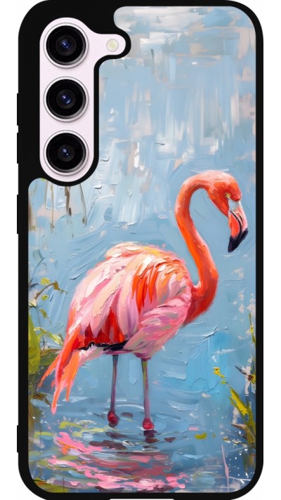 Samsung Galaxy S23 FE Case Hülle - Silikon schwarz Paint Flamingo