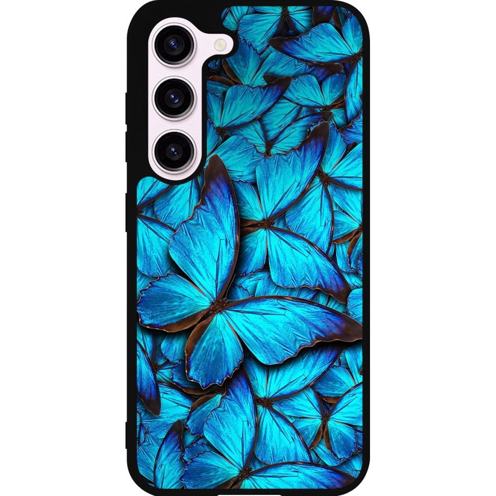 Samsung Galaxy S23 FE Case Hülle - Silikon schwarz Papillon bleu