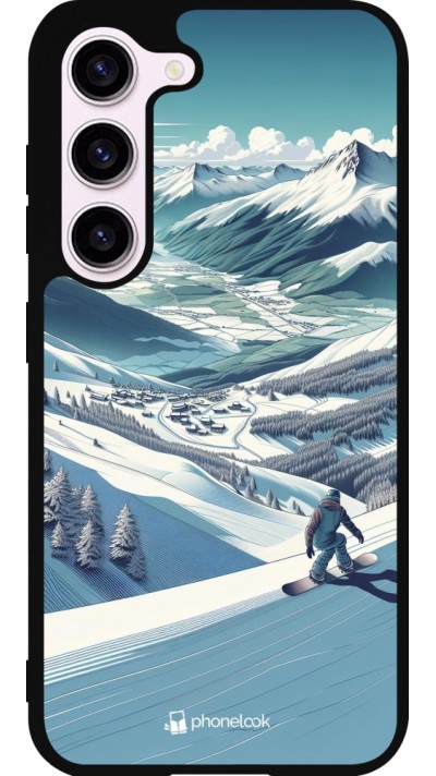 Samsung Galaxy S23 FE Case Hülle - Silikon schwarz Snowboarder Berg