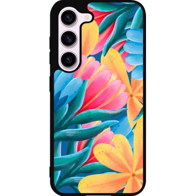 Coque Samsung Galaxy S23 FE - Silicone rigide noir Spring 23 colorful flowers